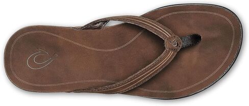 OLUKAI 'Aukai Women's Beach Sandals, Soft Leather Flip-Flop Slides with Non Marking Outsoles, Lightweight & All-Day Comfort, Copper/Dk Java, 11 in Kuwait