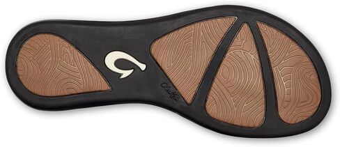 OLUKAI 'Aukai Women's Beach Sandals, Soft Leather Flip-Flop Slides with Non Marking Outsoles, Lightweight & All-Day Comfort, Copper/Dk Java, 11 in Kuwait