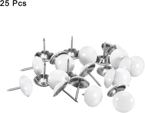 uxcell 50Pcs Upholstery Tacks, 16mmx20mm Round Head Decorative Furniture Nails Thumb Tack for Furniture Sofa Headboards, White in Saudi Arabia