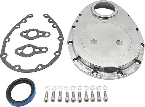 1 Set Silver Polished Aluminum Timing Chain Cover Kit With Gaskets And Bolts Fits for Small Block Chevy SBC 283 305 327 350 383 400 in Saudi Arabia