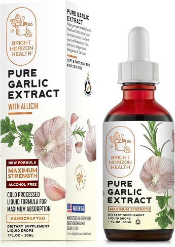Pure Garlic Extract – Allicin Supplement – Immune Support. Alcohol-Free Formula, Vegan, Raw, Superfood – Liquid Garlic Oil Drops - 1 fl.oz in Saudi Arabia