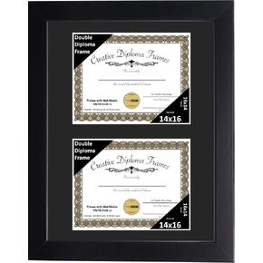 Creative Picture Frames 7x9 inch Classic Black Double Diploma Frame with Black Mat and Installed Wall Hanger in Saudi Arabia