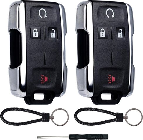 استبدال حالة مفتاح FOB SHELL لـ Chevy Silverado Colorado GMC Sierra Canyon 2014-2021 الإدخال غير المفتاح التحكم عن بُعد 4 زر الزر الغطاء الخارجي مع سلسلة المفاتيح M3N-32337100 (مجموعة من 2) in Kuwait