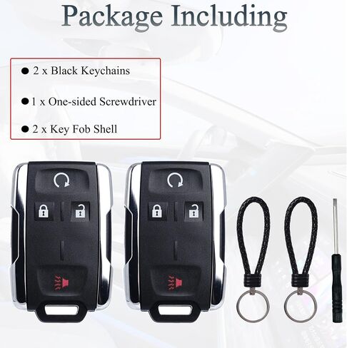 استبدال حالة مفتاح FOB SHELL لـ Chevy Silverado Colorado GMC Sierra Canyon 2014-2021 الإدخال غير المفتاح التحكم عن بُعد 4 زر الزر الغطاء الخارجي مع سلسلة المفاتيح M3N-32337100 (مجموعة من 2) in Kuwait