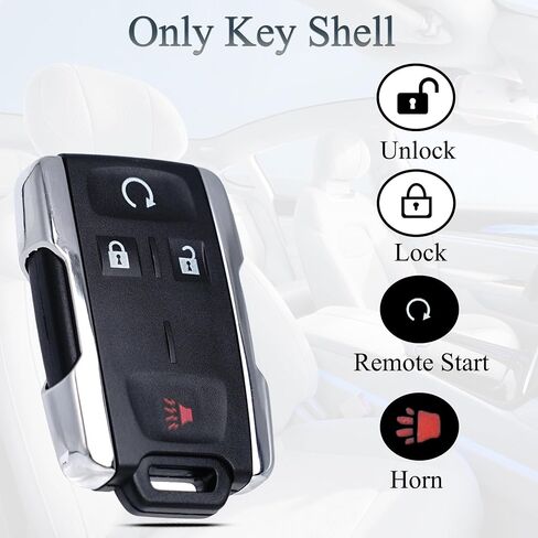 استبدال حالة مفتاح FOB SHELL لـ Chevy Silverado Colorado GMC Sierra Canyon 2014-2021 الإدخال غير المفتاح التحكم عن بُعد 4 زر الزر الغطاء الخارجي مع سلسلة المفاتيح M3N-32337100 (مجموعة من 2) in Kuwait