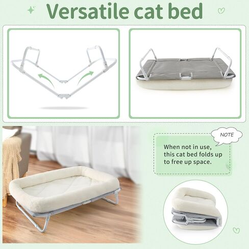 Sunhoo Elevated Cat Bed Foldable Raised Hammock for Small Dog Off Floor Indoor Puppy Kitten Cot Free Standing High Chair for Kitty Pet Outdoor with Metal Frame Washable Cover 25.2x15.75x7.48 in in Kuwait