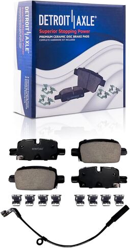 Detroit Axle - Rear Brake Pads for Chevy GMC Silverado Sierra 1500 Tahoe Suburban Colorado Yukon XL Cadillac Escalade ESV LYRIQ, Ceramic Brake Pads with Hardware Replacement in Saudi Arabia