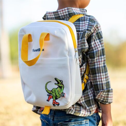PlanetBox Lunch Tote Bag – Rockin Dino Edition 2-in-1 Convertible Backpack Lunch Tote with Adjustable Straps, Pockets & Water-Resistant Interior – Durable, BPA-Free, & Machine Wash Safe in Saudi Arabia