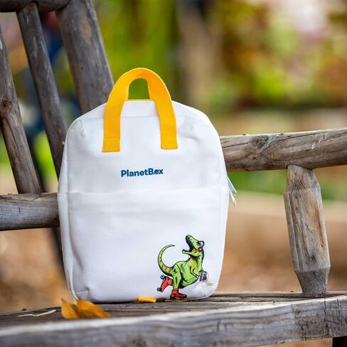 PlanetBox Lunch Tote Bag – Rockin Dino Edition 2-in-1 Convertible Backpack Lunch Tote with Adjustable Straps, Pockets & Water-Resistant Interior – Durable, BPA-Free, & Machine Wash Safe in Saudi Arabia