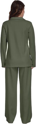 RONGTAI 2 Piece Outfits Sweatsuit for Women Casual Long Sleeve V Neck Pullover Tracksuit Solid Soft Comfy Tracksuits Set in Saudi Arabia