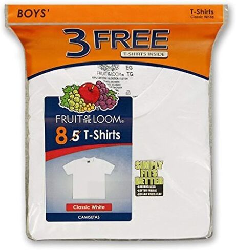 Fruit of the Loom Boys' 8-Pack White 100% Cotton Crew T-Shirts in Saudi Arabia