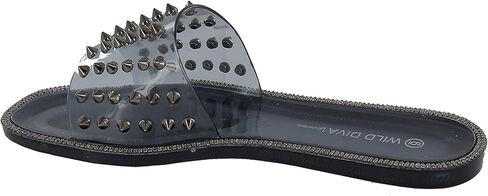 Womens Jelly flip Flop Rhinestone Slippers Sandals (10, SMOKE Jelly) in Kuwait