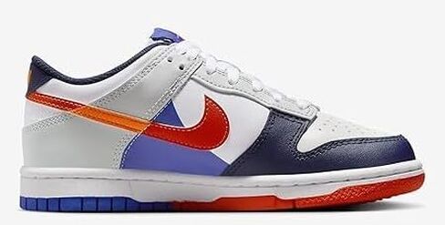 Nike Dunk Low SE Big Kids' Shoes (FQ7674-100, White/Light Silver/Midnight Navy) Size 4 in Saudi Arabia