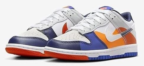 Nike Dunk Low SE Big Kids' Shoes (FQ7674-100, White/Light Silver/Midnight Navy) Size 4 in Saudi Arabia