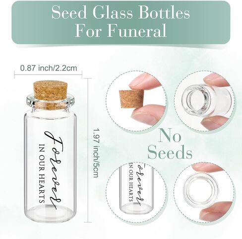 Tanlade 100 Sets Funeral Favors Memorial Seed Big Glass Bottles with Cork Stopper Funeral Prayer Card Celebration of Life Card Bag for Loss of Loved Memorial Service, 0.87x1.97in, No Seed (Leaf) in Saudi Arabia