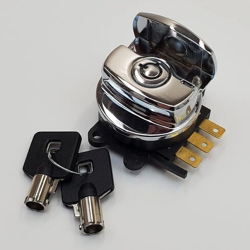 Chrome Ignition Switch with Cover & 2 Round Tamper-Resistant Keys for 1996-2010 Harley Softail, 1993-2011 Dyna Wide Glide FXDWG & 1996/2013 Road King FLHR Replaces HD# 71313-96A in Saudi Arabia
