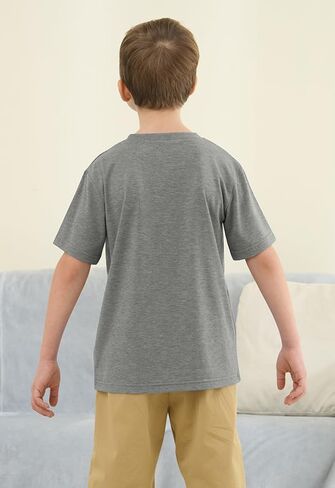 ZDC Boys Short Sleeve T Shirts Kids Summer Crewneck Tops Basic Tees with Pockets 5-14 Years in Kuwait