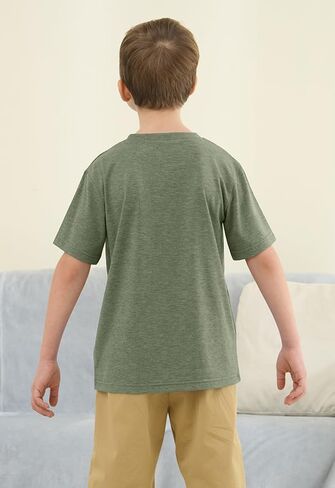ZDC Boys Short Sleeve T Shirts Kids Summer Crewneck Tops Basic Tees with Pockets 5-14 Years in Kuwait