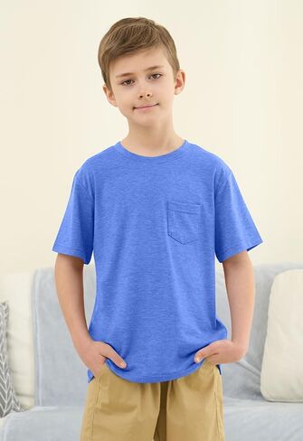 ZDC الأولاد الأكمام القصيرة tirts الأطفال الصيفية الطاقم قمم المحملات الأساسية مع جيوب 5-14 سنة in Kuwait