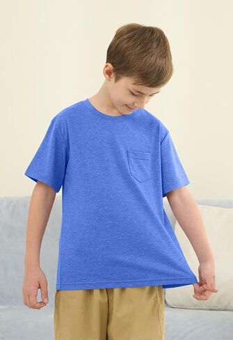 ZDC الأولاد الأكمام القصيرة tirts الأطفال الصيفية الطاقم قمم المحملات الأساسية مع جيوب 5-14 سنة in Kuwait