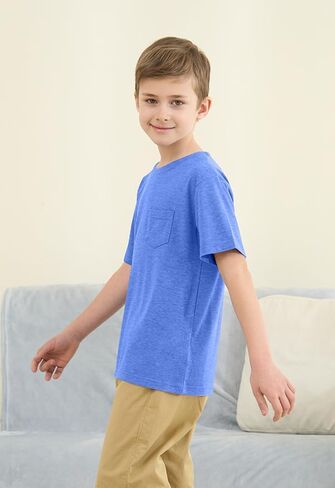 ZDC الأولاد الأكمام القصيرة tirts الأطفال الصيفية الطاقم قمم المحملات الأساسية مع جيوب 5-14 سنة in Kuwait