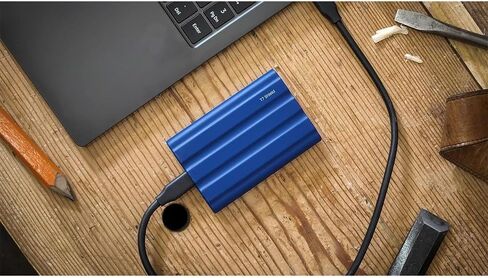 محرك أقراص الحالة الصلبة المحمول SAMSUNG MU-PE2T0S/AM T7 سعة 2 تيرابايت، حزمة سوداء مع حافظة صلبة ومحول محول من النوع C، نوع C USB C أنثى إلى USB2.0 USB 2.0 A ذكر in Saudi Arabia
