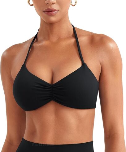 Yeoreo Halter Sports Pras for Women قابلة للتعديل strappy مفتوحة الظهر تأثير وسادات قابلة للإزالة Deep v bra praout gym yoga crop top in Kuwait