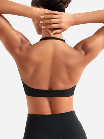 Yeoreo Halter Sports Pras for Women قابلة للتعديل strappy مفتوحة الظهر تأثير وسادات قابلة للإزالة Deep v bra praout gym yoga crop top in Kuwait