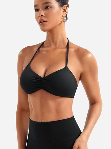 Yeoreo Halter Sports Pras for Women قابلة للتعديل strappy مفتوحة الظهر تأثير وسادات قابلة للإزالة Deep v bra praout gym yoga crop top in Kuwait