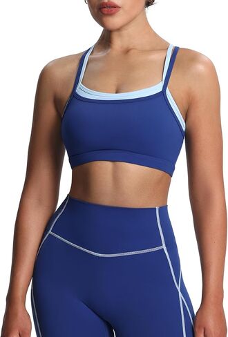 Aoxjox Women's Workout Sports Bras Takes Two Bra High Impact Training Fitness Running Yoga Crop Tank in Saudi Arabia