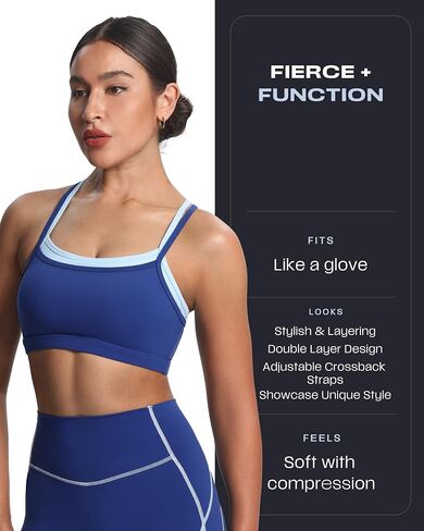 Aoxjox Women's Workout Sports Bras Takes Two Bra High Impact Training Fitness Running Yoga Crop Tank in Saudi Arabia