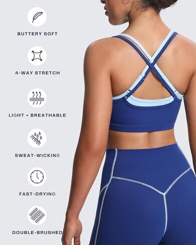 Aoxjox Women's Workout Sports Bras Takes Two Bra High Impact Training Fitness Running Yoga Crop Tank in Saudi Arabia