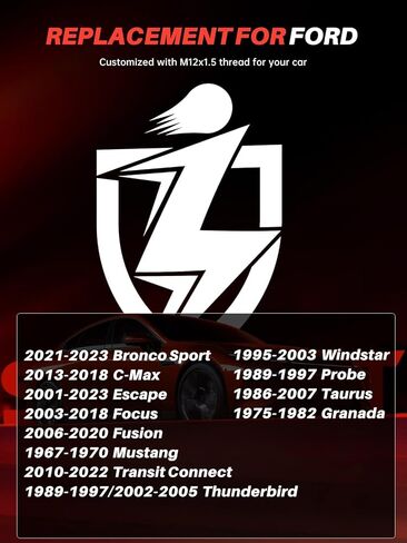 Sposuit M12x1.5 Lug Nuts - Replacement for 2001-2023 Ford Escape, 2003-2018 Focus, 2006-2020 Fusion - Closed End Chrome Lug Nut(20 Pcs) in Kuwait