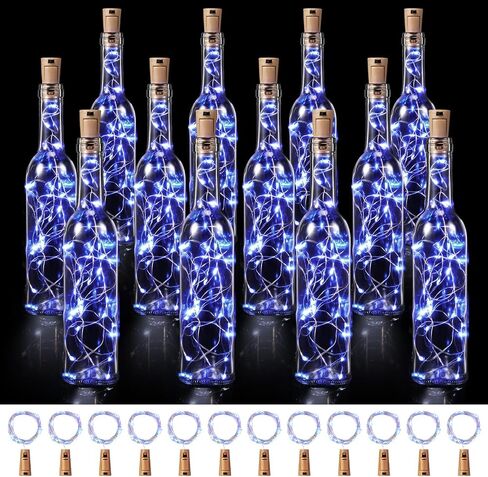 Rtteri 12 Sets Small Empty Wine Bottles with Cork Lights Centerpiece and 30 LED Battery Operated Cork Lights for Birthday Wedding Party Decoration(375 ml,Warm White) in Saudi Arabia
