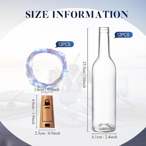 Rtteri 12 Sets Small Empty Wine Bottles with Cork Lights Centerpiece and 30 LED Battery Operated Cork Lights for Birthday Wedding Party Decoration(375 ml,Warm White) in Saudi Arabia