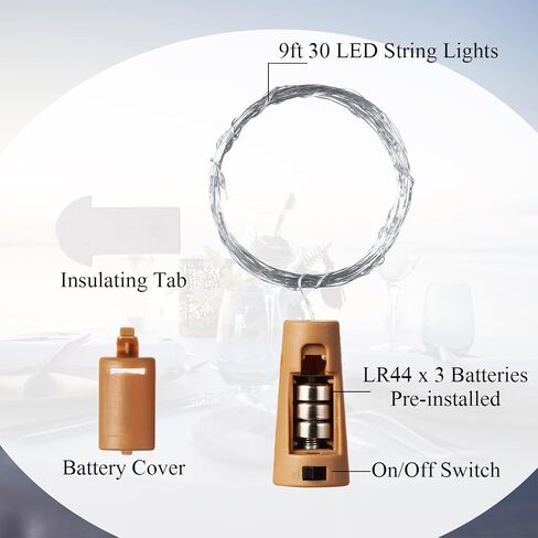 Rtteri 12 Sets Small Empty Wine Bottles with Cork Lights Centerpiece and 30 LED Battery Operated Cork Lights for Birthday Wedding Party Decoration(375 ml,Warm White) in Saudi Arabia