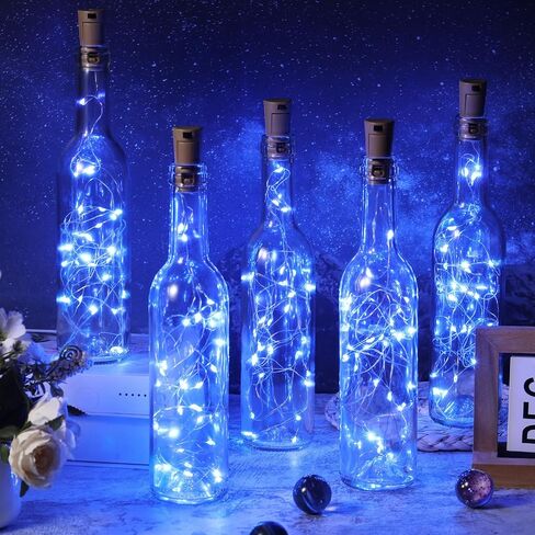 Rtteri 12 Sets Small Empty Wine Bottles with Cork Lights Centerpiece and 30 LED Battery Operated Cork Lights for Birthday Wedding Party Decoration(375 ml,Warm White) in Saudi Arabia