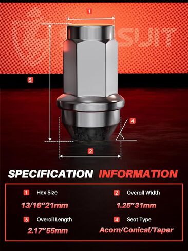 Sposuit M12x1.5 Lug Nuts - Replacement for 2001-2023 Ford Escape, 2003-2018 Focus, 2006-2020 Fusion - Closed End Chrome Lug Nut(20 Pcs) in Saudi Arabia