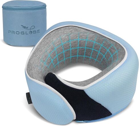 Orthopedic Neck Pillow, Travel Neck Pillows for Airplanes, Memory Foam Kit, 360° Head Support, Airplane Pillow Set with 3D Contoured Eye Masks, Earplugs, and Luxury Mesh Bag (Black) in Saudi Arabia