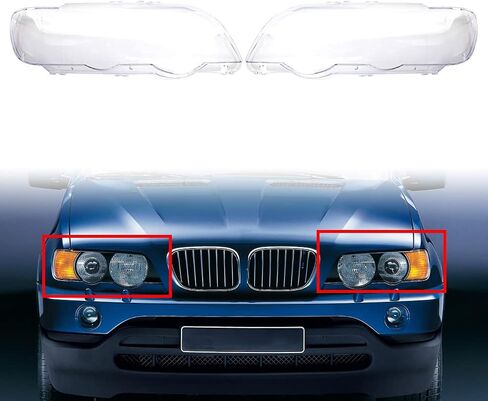 CNARDG24 CLEAR CLEAR Headlamp Lens Lens Cover Shell Laft and Gime Side Side Presention for BMW X5 E53 1999 2000 2001 2002 2003 in Saudi Arabia
