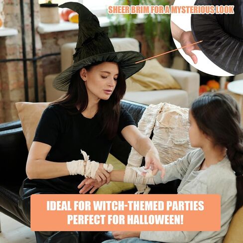 Halloween Black Witch Hat Black Witches Hat for Women Halloween Costumes Accessories in Saudi Arabia