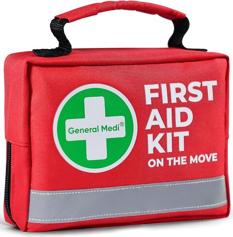 General Medi First Aid Kit - 150 Pieces Small Compact First Aid Kit Bag - Includes Instant Cold Pack, Emergency Blanket for Travel, Home, Office, Vehicle, Camping in Kuwait