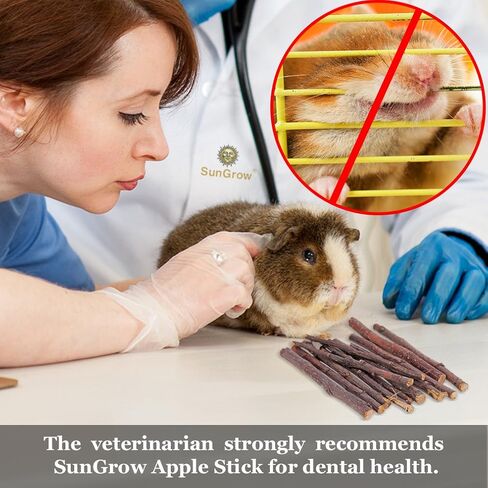 SunGrow Apple Sticks, 7 oz Wood Chew Sticks for Rabbits, Chinchillas, Bunny, Hamster, Squirrel, Guinea Pigs, 6" Small Animals Molar Pet Chew Treat Sticks for Teeth Grinding, 40 Per Pack in Kuwait