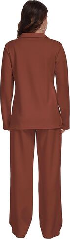 RONGTAI 2 Piece Outfits Sweatsuit for Women Casual Long Sleeve V Neck Pullover Tracksuit Solid Soft Comfy Tracksuits Set in Saudi Arabia