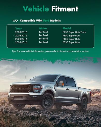 المرايا الجانبية اليمنى للركاب من SCITOO تناسب 2008-2016 لفورد لـ F-250 لـ F-350 لـ F-450 لـ F-550 Super Duty مع إشارة انعطاف ساخنة تصغير يدوي وطي in Saudi Arabia