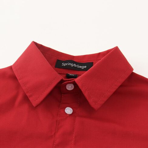 Spring&Gege Boys Long Sleeve Dress Shirts Stretch Wrinkle Free Formal Uniform Solid in Saudi Arabia