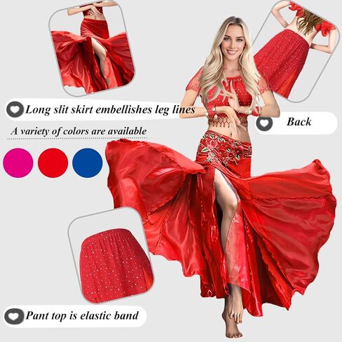 Women's Chiffon Split Swing Long Belly Dancing Skirt for Tribal Belly Dance Skirt in Kuwait