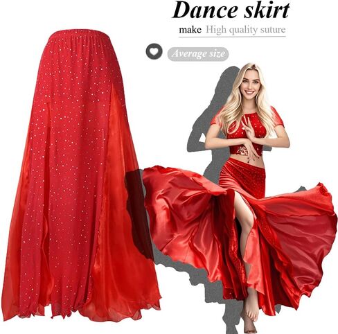 Women's Chiffon Split Swing Long Belly Dancing Skirt for Tribal Belly Dance Skirt in Kuwait