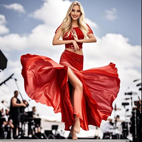 Women's Chiffon Split Swing Long Belly Dancing Skirt for Tribal Belly Dance Skirt in Kuwait