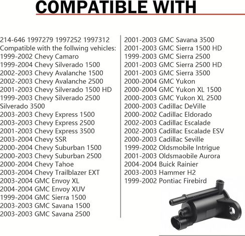 Downhill 1 PC VAPOR CANISTER PURGE VALVE ، EVAP PURGE VALVE SLENOID استبدال OE 214-646 1997279 ، متوافق مع Chevy Silverado Tahoe GMC Sierra Yukon 3.8 4.6 5.3 6.0 8.1L محركات 99-04 (أسود) in Saudi Arabia